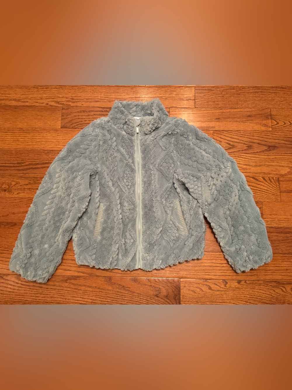 Girl’s Plush Zip-Up Kids Jacket in Sage